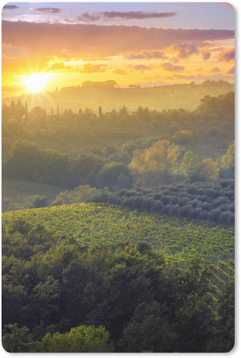 Muismat 18x27 cm - Mousepad Toscane - Landschap - Zon - Muismatten