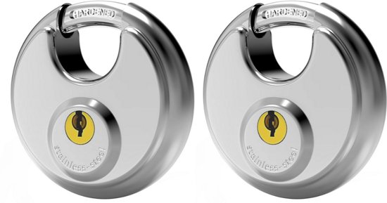 Abus Discusslot met sleutel TKDI26/70 - RVS hoge veiligheid waterbestendig - Diameter 70mm - Set van 2 stuks