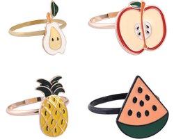 Handgemaakte Fruit Servetringen - Set van 4 Stuks voor Thuis, Restaurant en Feestlocaties