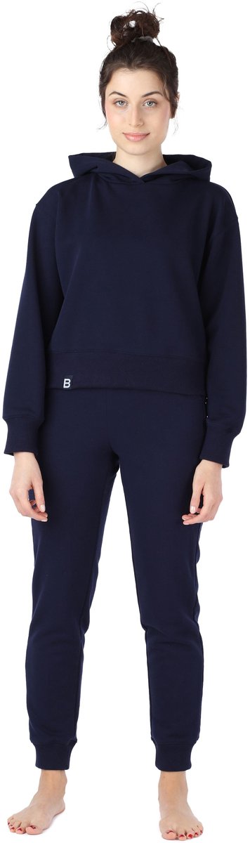 Bellivalini – Sportpak - Dames Huispak – Joggingpak – Trainingspak – Katoen – Tweedelig - Lange Mouwen – Donkerblauw – XS – BLV-BLV50-222-SET