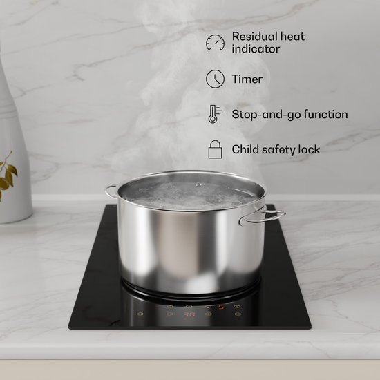 Klarstein Inductiekookplaat, keramische kookplaat, inductiekookplaat met 2 platen, ingebouwde inductiekookplaat met touch-display, digitaal display en timerfunctie, snel opwarmen, 3500 W, 240 V