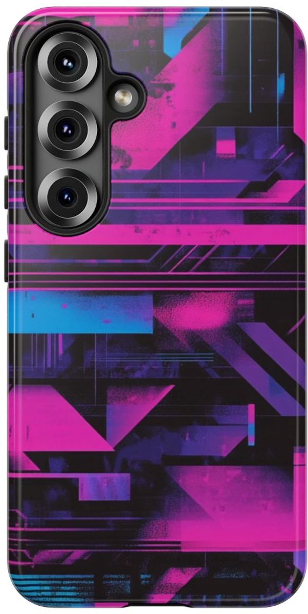 Neon Geometrisch Abstract Patroon – Telefoonhoesje Geschikt voor Samsung Galaxy S25