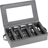 Boîte De Rangement Pour Argenterie – Couvercle Amovible – Séparateurs Réglables – Capacité – Gris