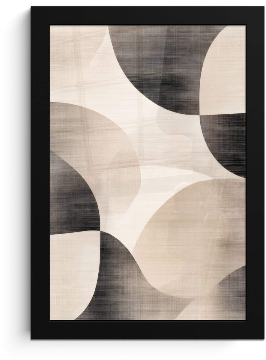 FrameYourWall Poster in lijst - Fotolijst 20x30 cm - Posters - Grillige vormen - Subtiele overgangen - Dynamisch - Posterlijst zwart - Decoratie - Wanddecoratie woonkamer - Muurdecoratie slaapkamer vormen - Dynamisch