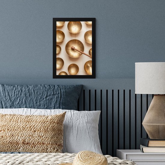 Poster in lijst - Fotolijst 20x30 cm - Posters - Symmetrisch - Goud - Brons - Balans - Posterlijst zwart - Decoratie - Wanddecoratie woonkamer - Muurdecoratie slaapkamer