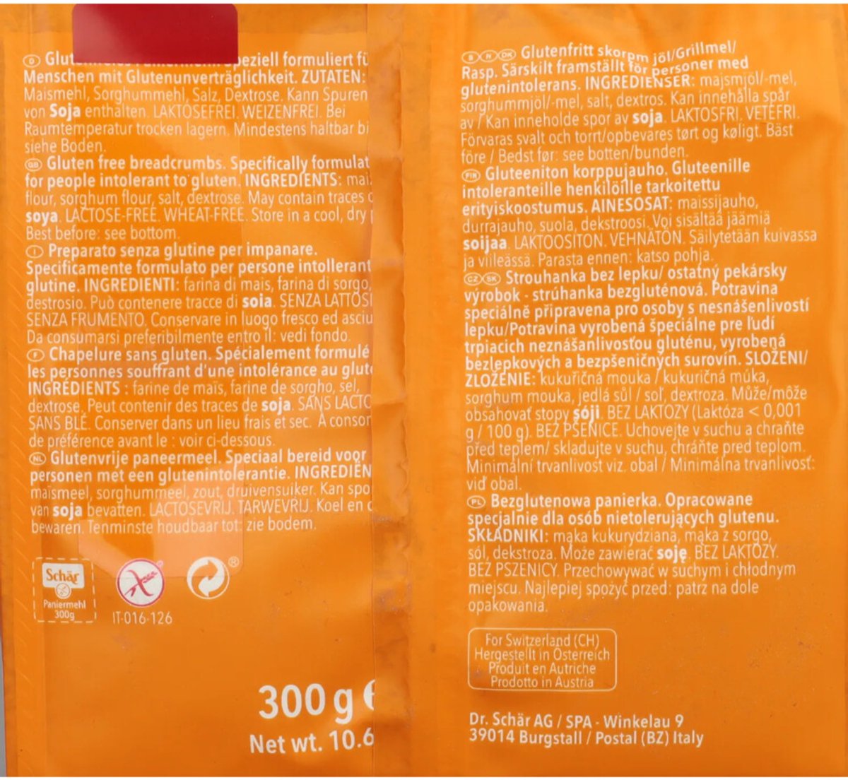 Goedkoopste 6x Schar Pan Gratti (Paneermeel) 300 gr