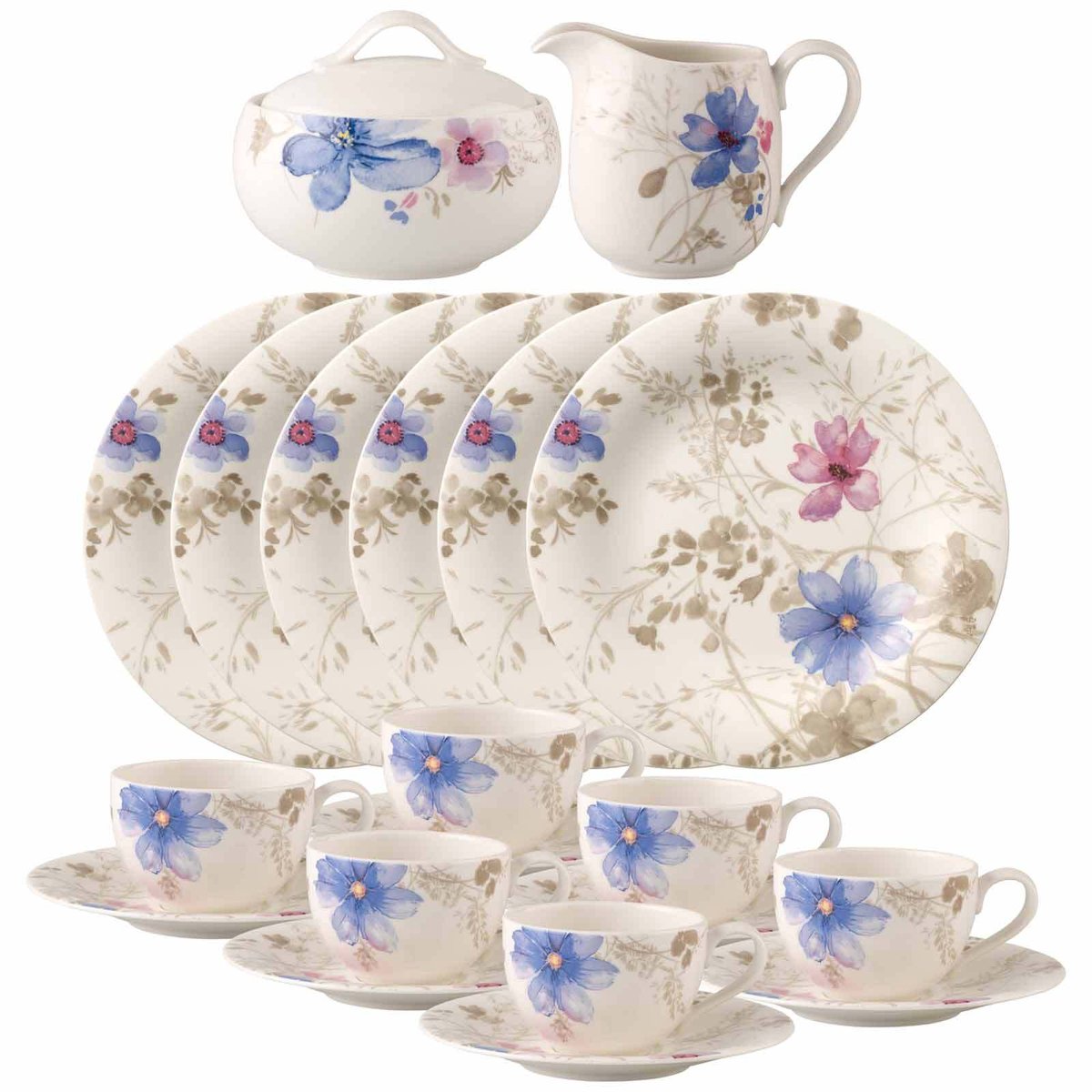 Kaffeeservice Mariefleur Gris Basic Set van 20