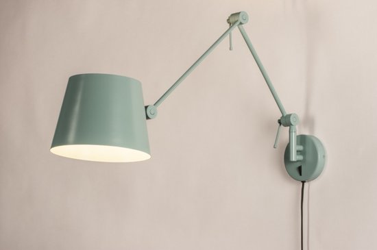 Foto: Lumidora wandlamp 74625 voor binnen cannes e27 groen blauw metaal