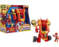 Marvel Iron Man and His Awesome Friends, 2-in-1 mech-pak en voertuig, actiefiguur en speelgoedvoertuig