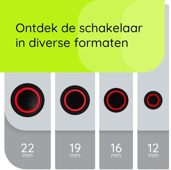 ProRide Pressostat métallique Panneau encastrable 12V ON-OFF - 12mm - avec câble de connexion - 12V/24V - Indication LED Rouge