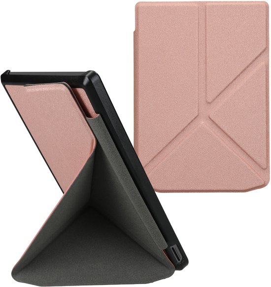 kwmobile e-reader hoesje geschikt voor Pocketbook Verse / Verse Lite / Verse Pro / Color / Vivlio Light/Light HD hoes - Ereader flip case met standaard - E reader cover van kunstleer - In roségoud van Merkloos — afbeelding 2
