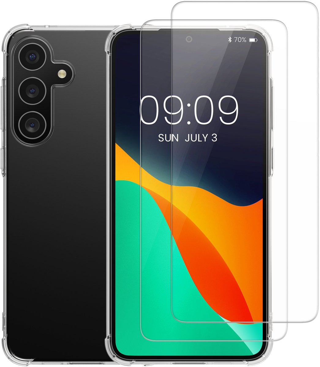 kalibri telefoonhoesje geschikt voor Samsung Galaxy A55 5G hoesje - Smartphone case met 2x screenprotectors - Mobiele telefoon cover in transparant
