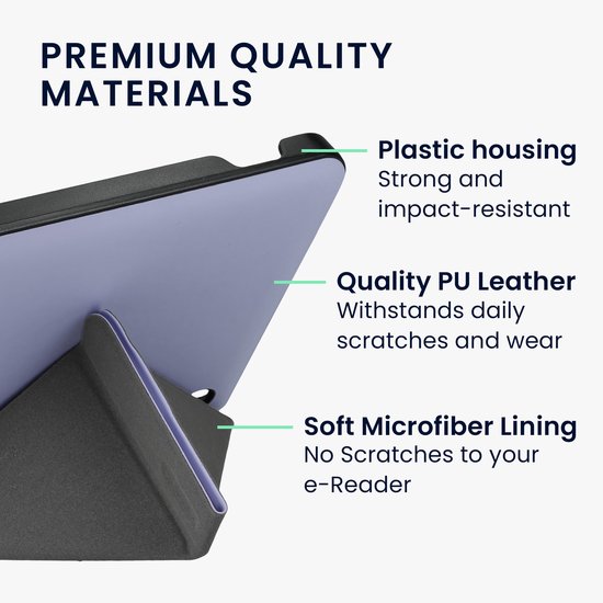 kwmobile e-reader hoesje geschikt voor Kobo Libra H2O hoes - Ereader flip case met standaard - E reader cover van kunstleer - In lavendel van kwmobile — afbeelding 2