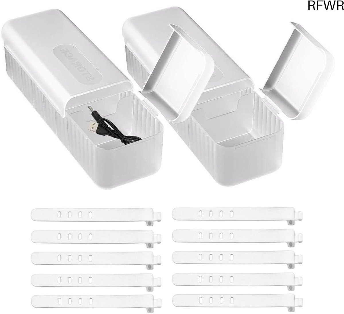 RFWR® Kabelorganizer met 7 vakken en 10 siliconen binders - Oplaadkabel en accessoires opbergen