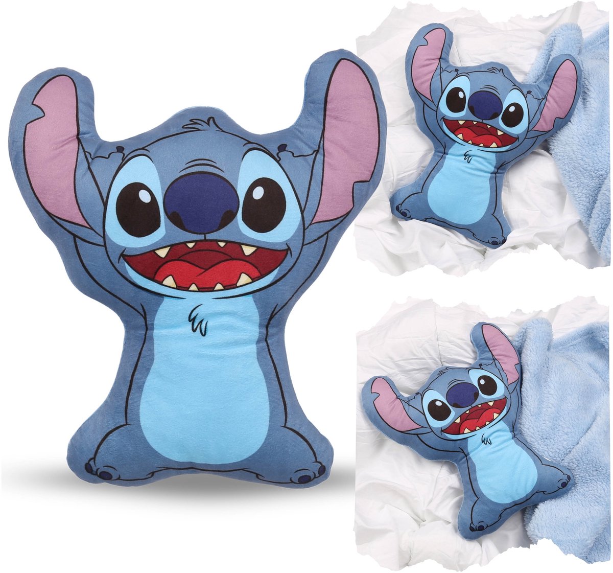 DISNEY Stitch ZACHT decoratief VELOURS kussen, gevormd kussen voor kinderkamer 35x30cm OEKO-TEX