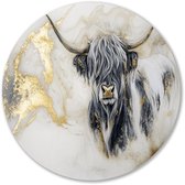 Abstracte Schotse hooglander kunstwerk - Schotse hooglander wandcirkels - Wandobject rond koe - Digital Art - Unieke Forex muurcirkels - Muurdesign - muurcirkel forex 40x40 cm