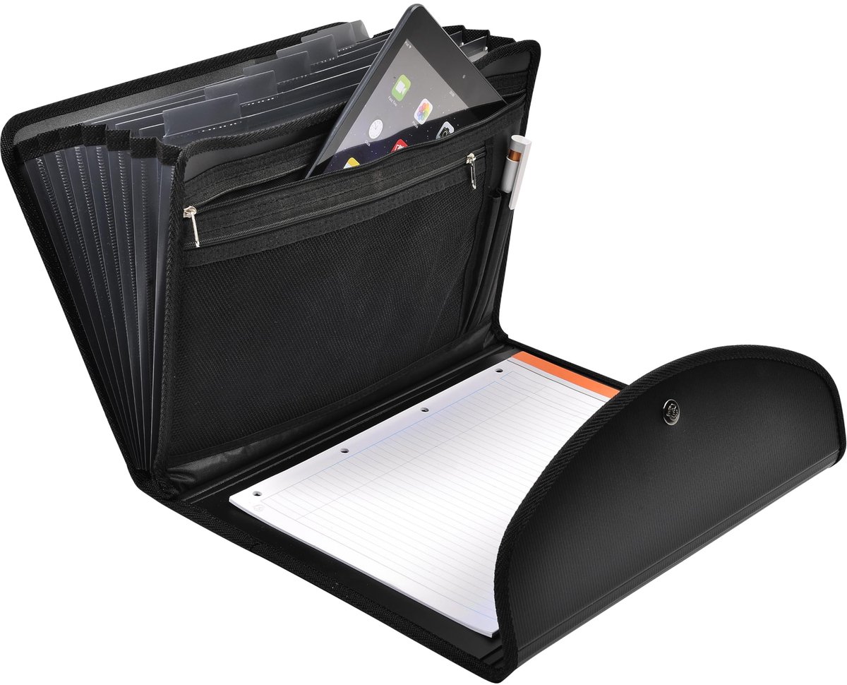 Ibenzoa® Sorteermap Organizer met Elastieken, Zwart, 9 Vakken, DIN A4