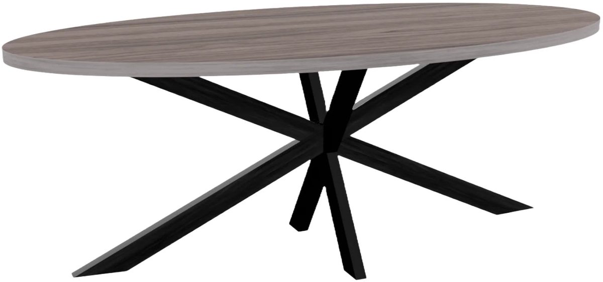 Eettafel ovaal melamine 210cm Tommy grijs ovale tafel