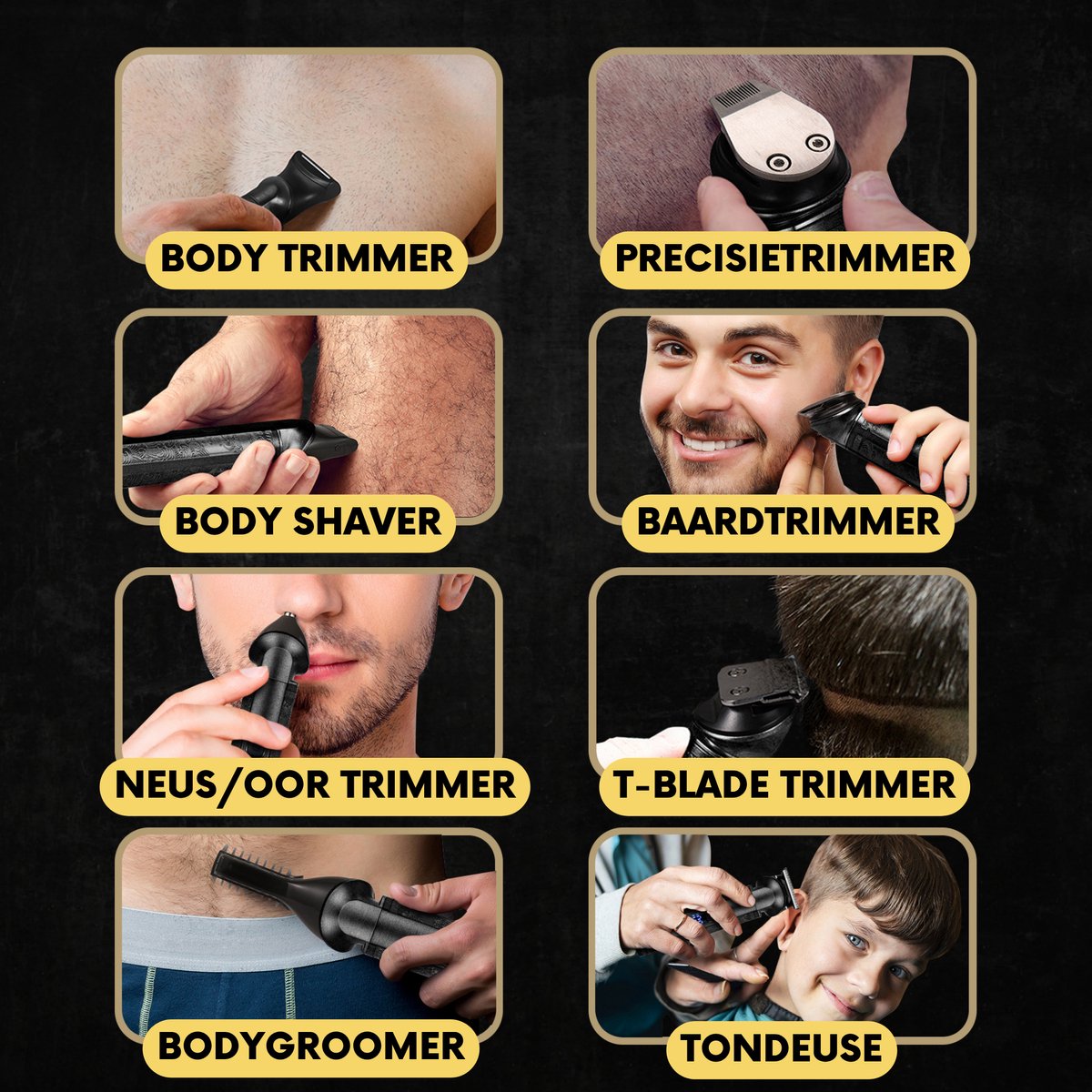 Sansbeauté 8-in-1 Baardtrimmer Mannen - Trimmer voor Baard en Lichaam - 0.5-15MM - Incl. 8 opzetstukken - Waterproof - All in One - Bodygroomer Mannen - Snor Trimmer - Tondeuse Barbe - Beard Trimmer - Trimapparaat - Multigroomer thumbnail 2