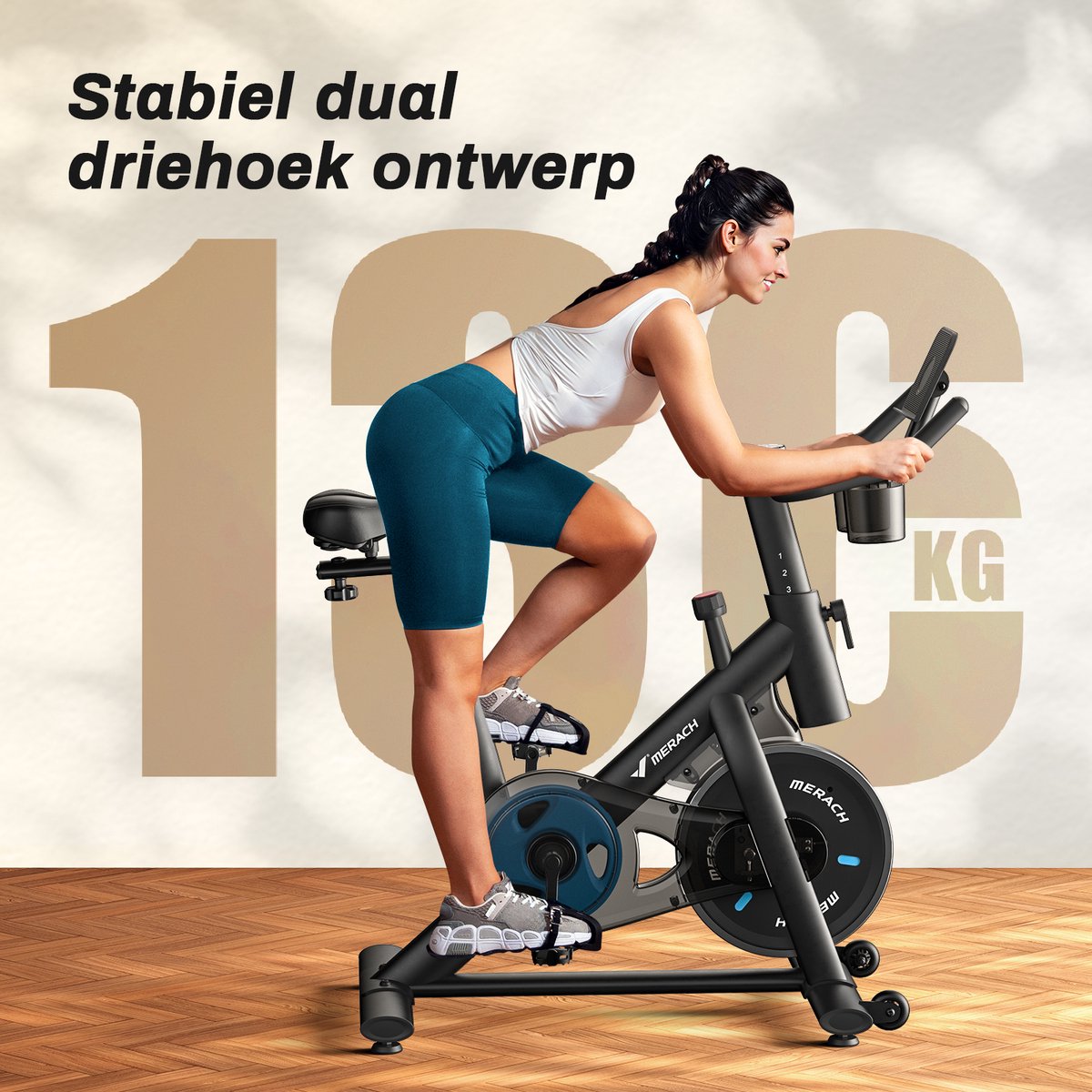 MERACH Hometrainer met 16 Niveaus Weerstand en Trainings APP - afbeelding 2