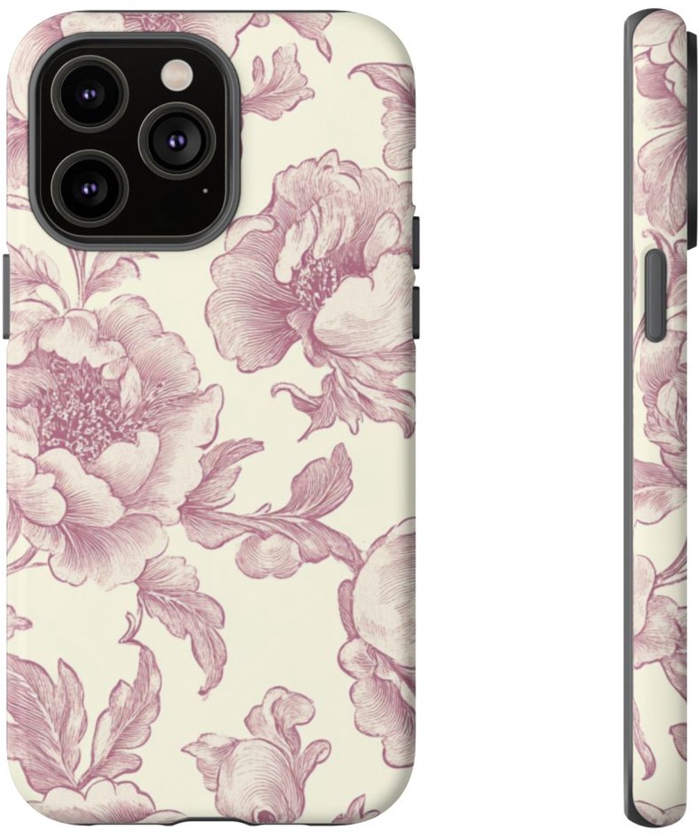 Elegante Victoriaanse Bloemenprint – Telefoonhoesje Geschikt voor iPhone 14 Pro Max
