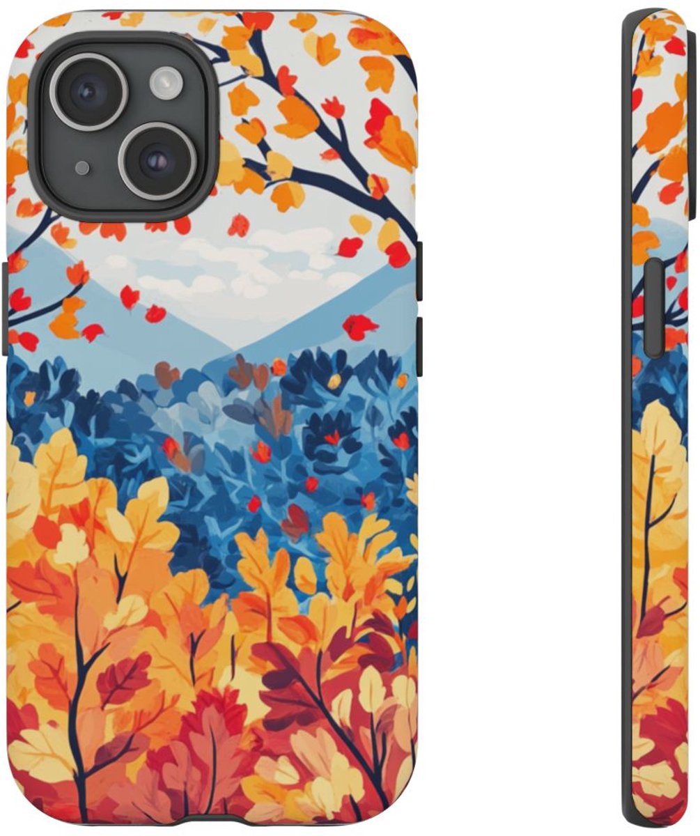 Kleurrijke Herfstbomen en Bladertooi – Telefoonhoesje Geschikt voor iPhone 15