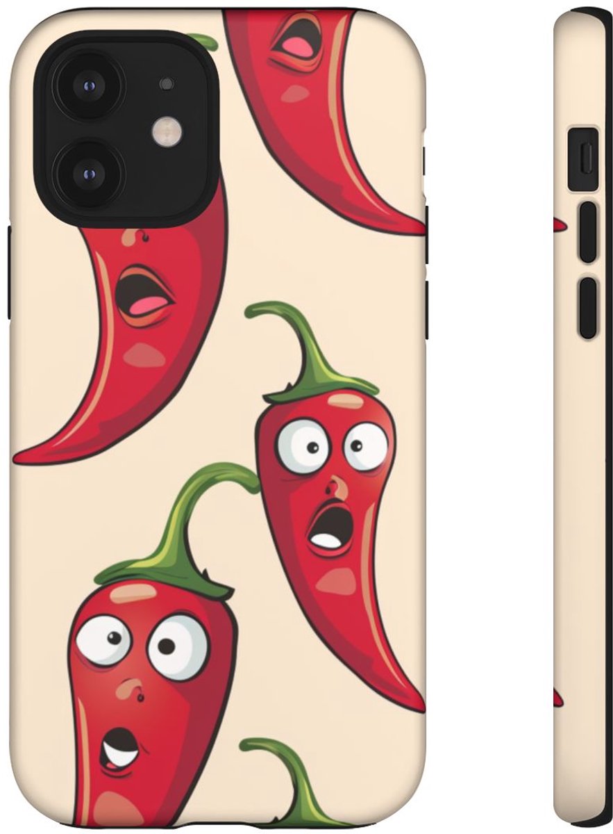 Grappig Rood Chilipeperpatroon – Telefoonhoesje Geschikt voor iPhone 12