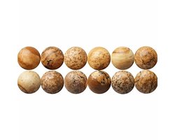 SKYBEADS Natuurlijke Landschap Jaspis Edelsteen Kralen Rond 8mm Natuursteen om te Rijgen 38cm Streng Ca. 46 Stuks