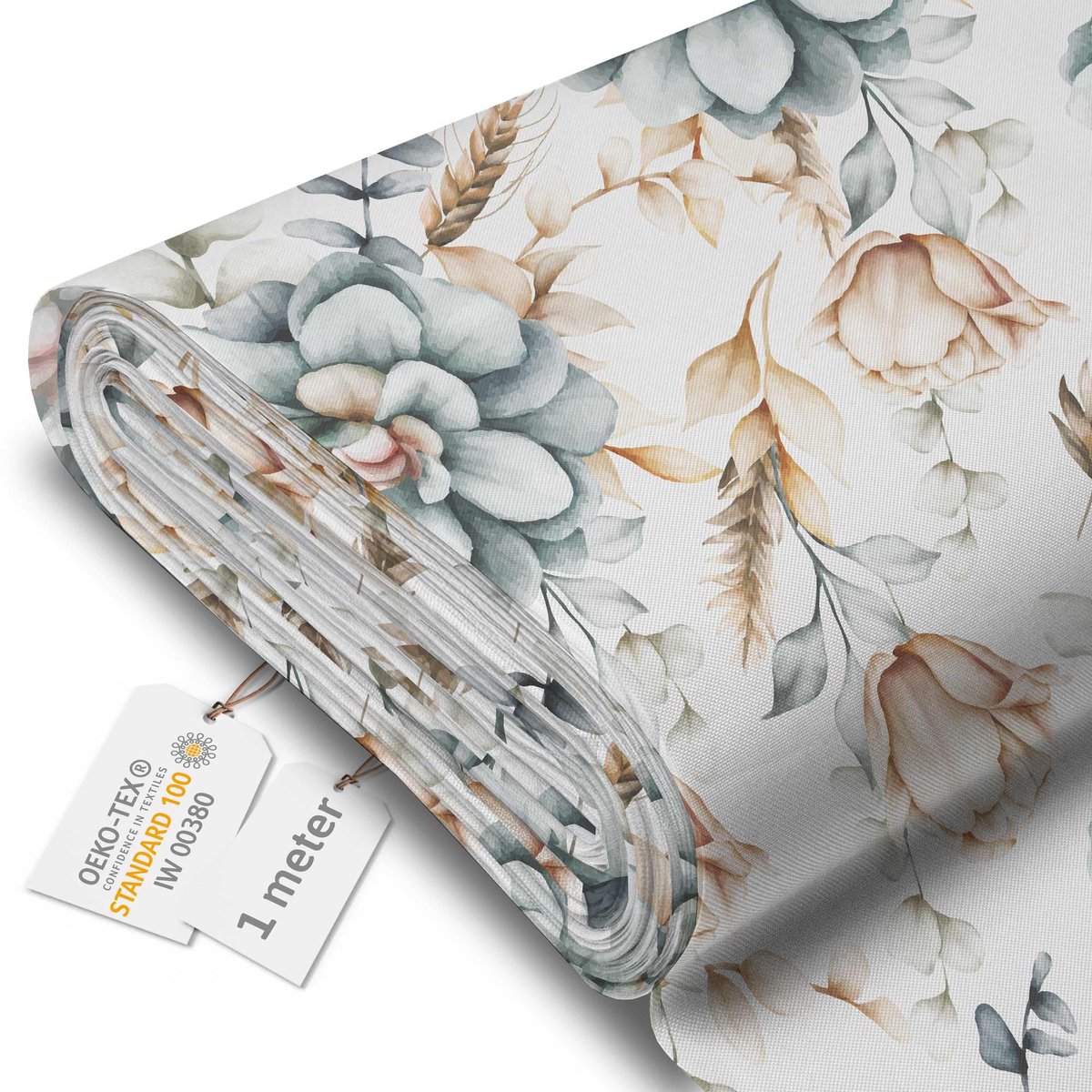 DreamRoots Canvas Waterdicht - Meubelstof per meter 160 cm breed - Waterafstotende stof 220 g/m2 600D - Zonneschermstof Waterdicht per meter Winter Roses 1M
