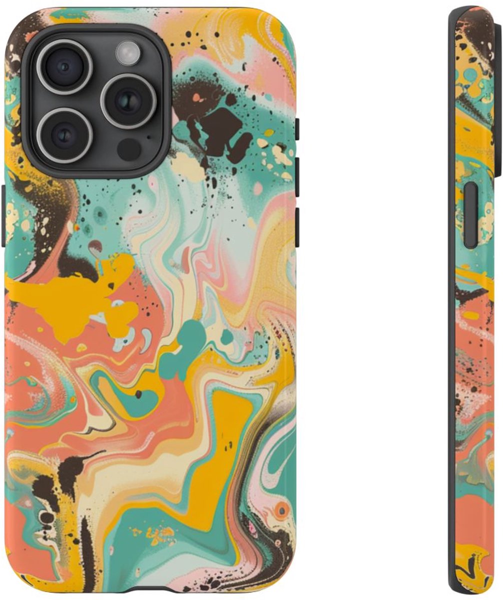 Kleurrijke Abstracte Vloeibare Kunst – Telefoonhoesje Geschikt voor iPhone 15 Pro Max