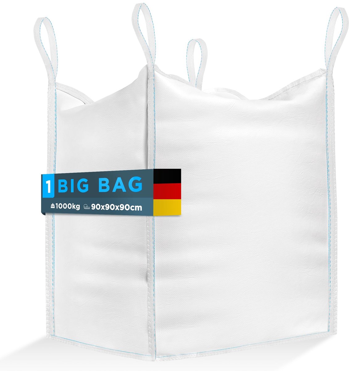 Big Bag Zak - Duurzaam en Herbruikbaar - Voor Bouwplaats, Tuin, Zand, Afval en Hout - 1000 kg - 90x90x90 cm - 1 Stuk