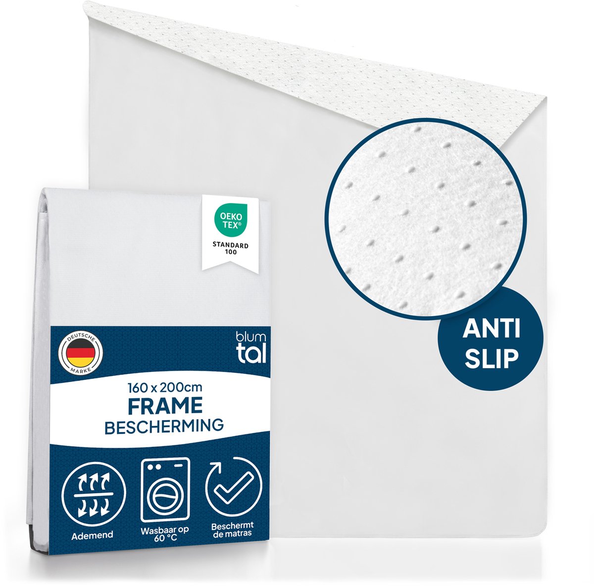 Blumtal Lattenbodembeschermer - Oeko-TEX gecertificeerd - Matrasbeschermer - Met antislip laag - Matrasbeschermer - 160x200cm