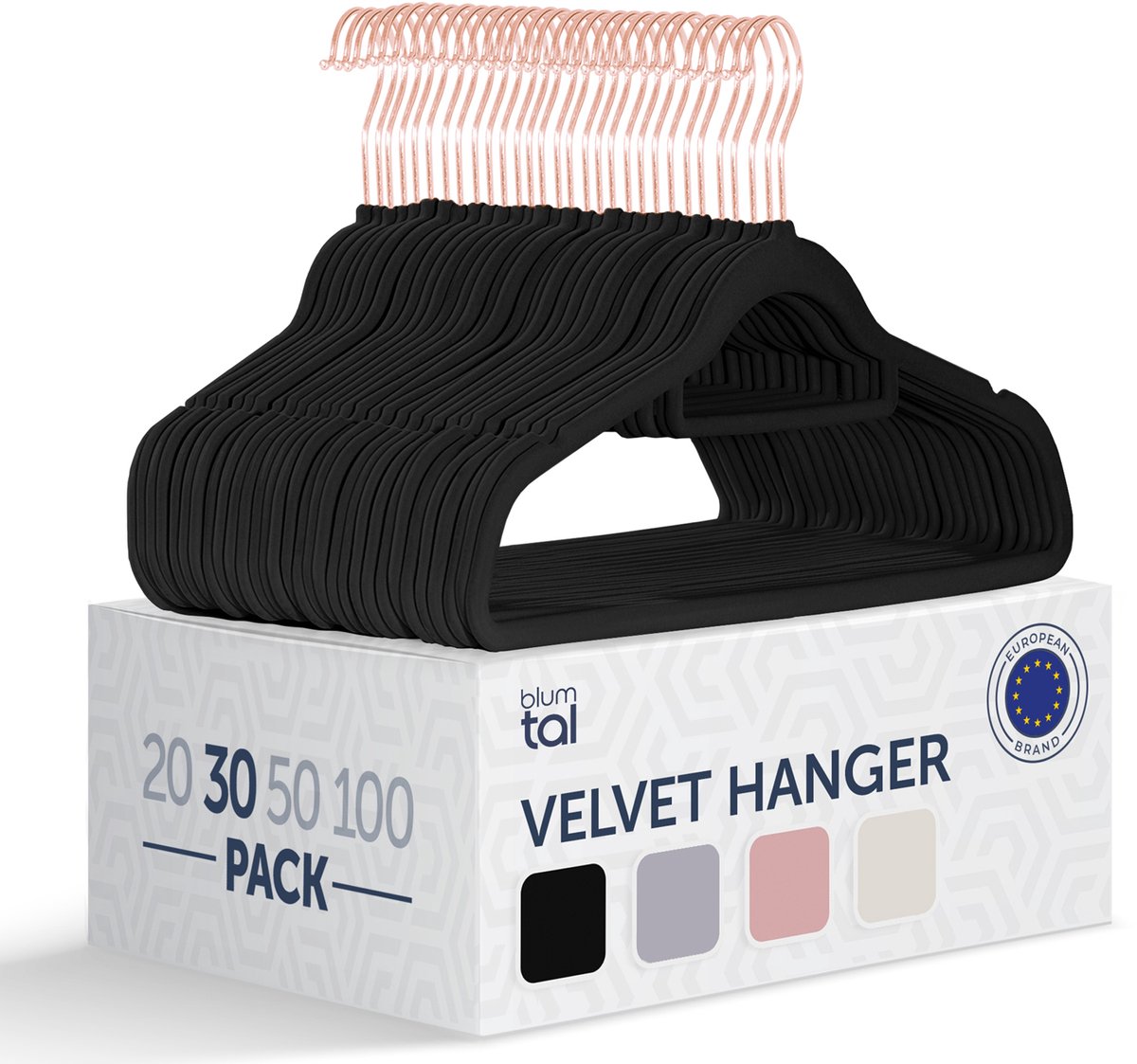 Blumtal - Kledinghangers - Velvet - Fluweel - Rose Gold - Zwart - 30 stuks