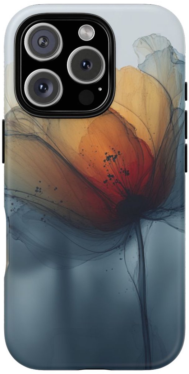 Transparante Bloemeninkt Kunst – Telefoonhoesje Geschikt voor iPhone 16 Pro