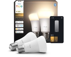 Philips Hue Slimme LED A60 lamp, Warm Wit Licht, E27 Fitting, 2-pack