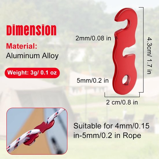 10 Pack van Tent Touw Spanners Aluminium