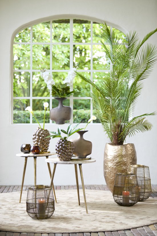 Light & Living Table d'Appoint Ronde Zeca - Marbre - Set de 2 pièces