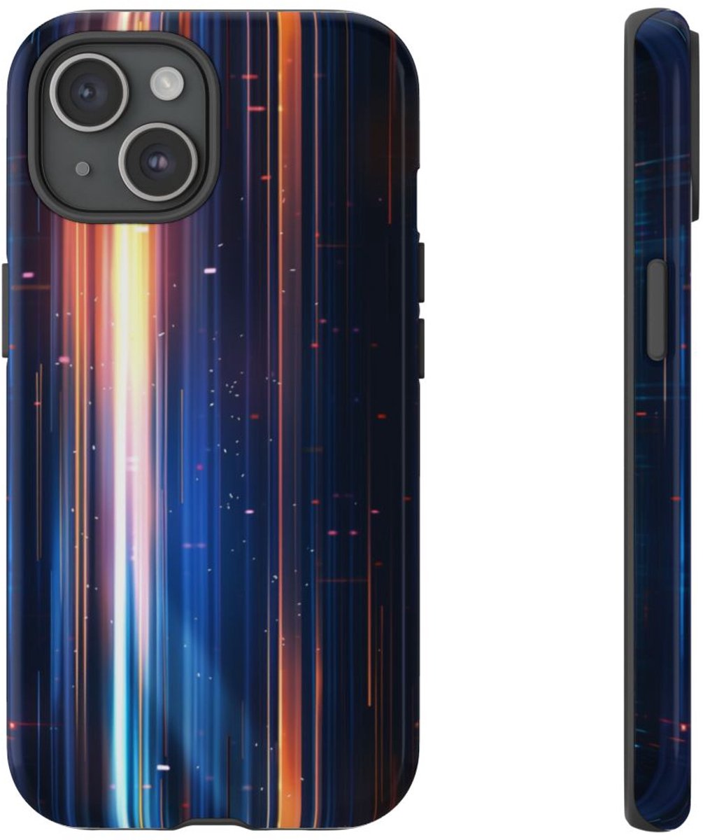 Verticale Lichtstralen in Abstract Ontwerp – Telefoonhoesje Geschikt voor iPhone 15