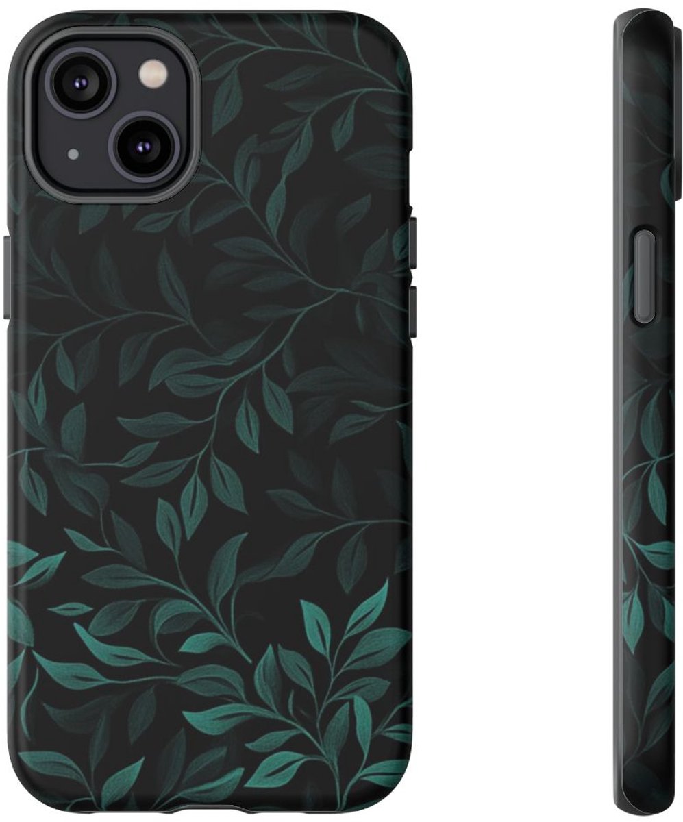 Bosgroen Bladerpatroon – Telefoonhoesje Geschikt voor iPhone 14 Plus