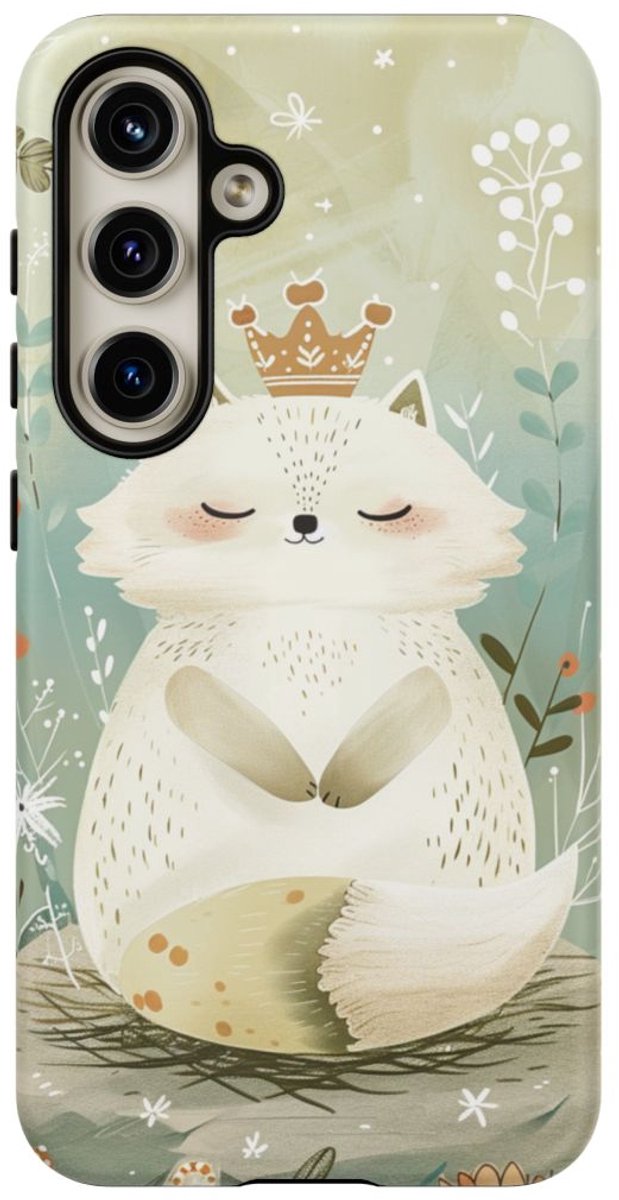 Schattige IJsvos met Kroontje – Telefoonhoesje Geschikt voor Galaxy S24