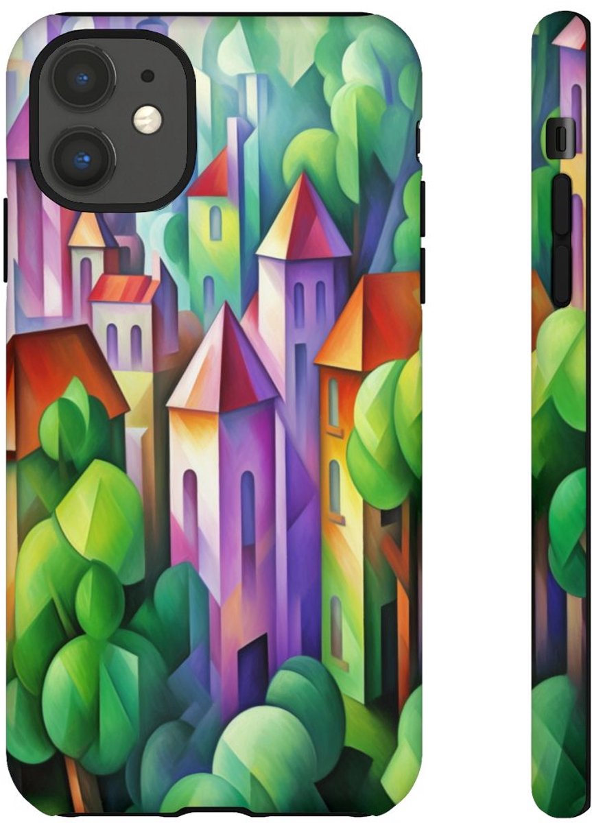 Kleurrijk Abstract Stadsgezicht – Telefoonhoesje Geschikt voor iPhone 11