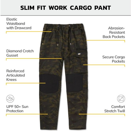 Werkbroek met tailleband Dynamic Night Camo W32 L30