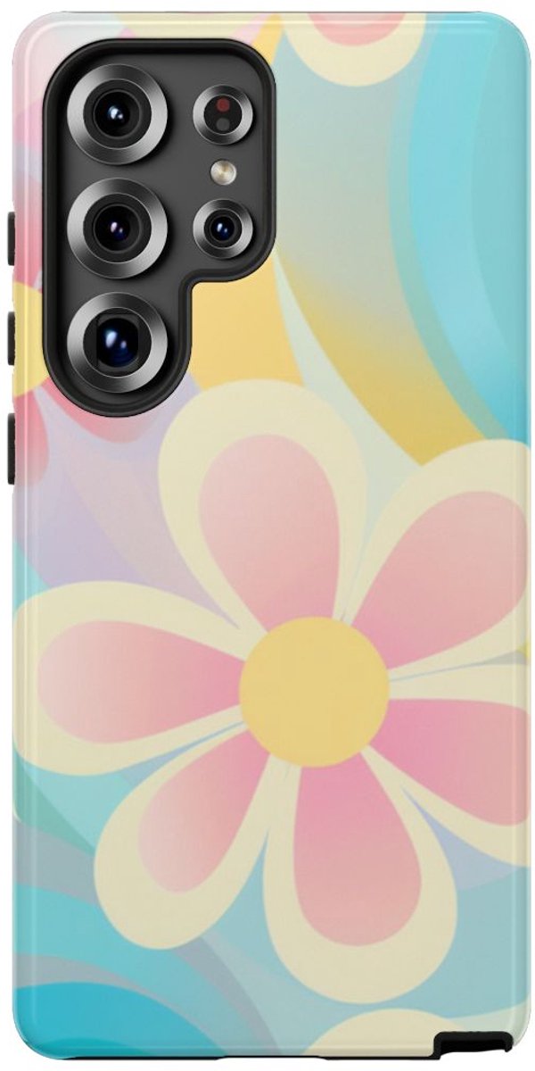 Pastel Groovy Bloemenpatroon – Telefoonhoesje Geschikt voor Samsung Galaxy S25 Ultra