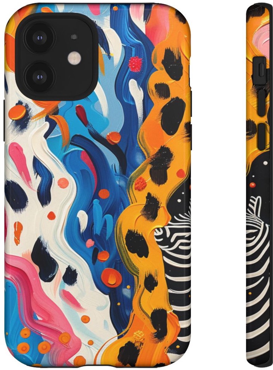 Abstract Kleurrijk Zebra Patroon – Telefoonhoesje Geschikt voor iPhone 12