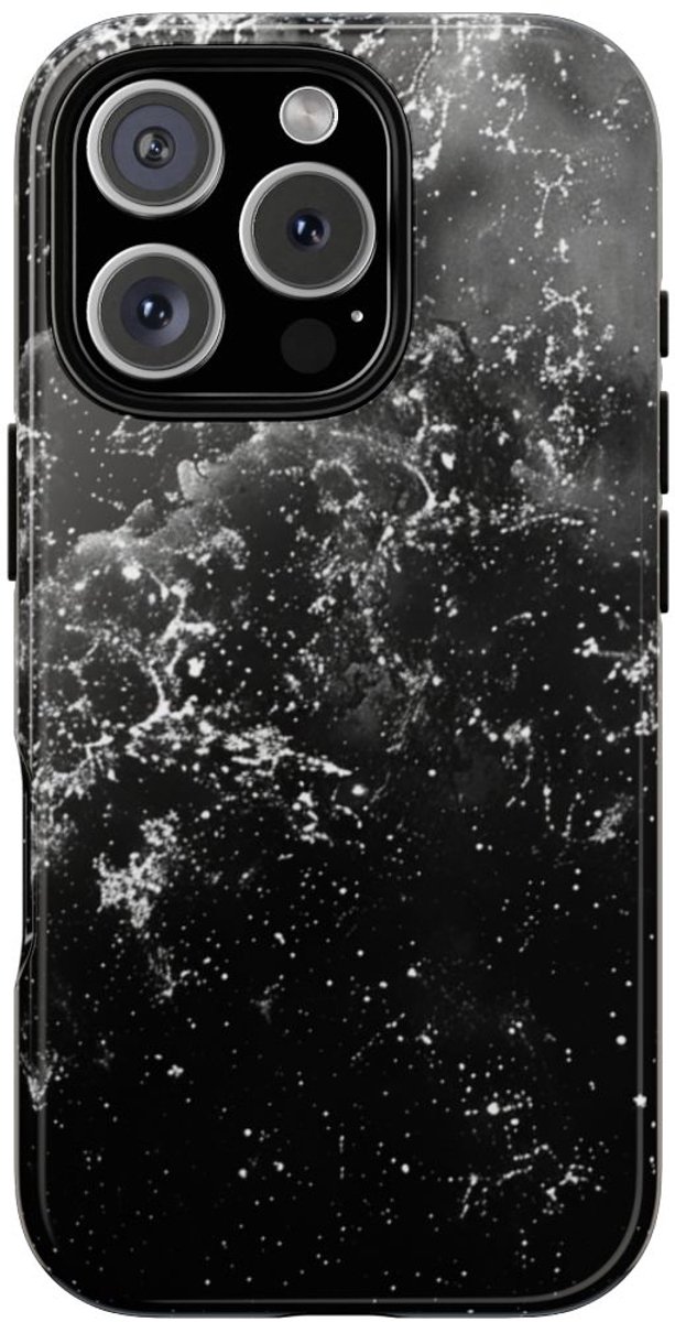 Zwart-Witte Galaxie Textuur – Telefoonhoesje Geschikt voor iPhone 16 Pro