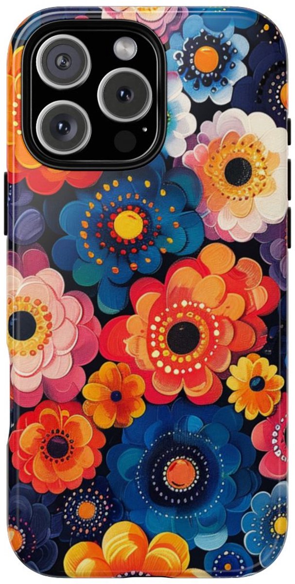 Levendig Abstract Bloemenpatroon – Telefoonhoesje Geschikt voor iPhone 16 Pro Max