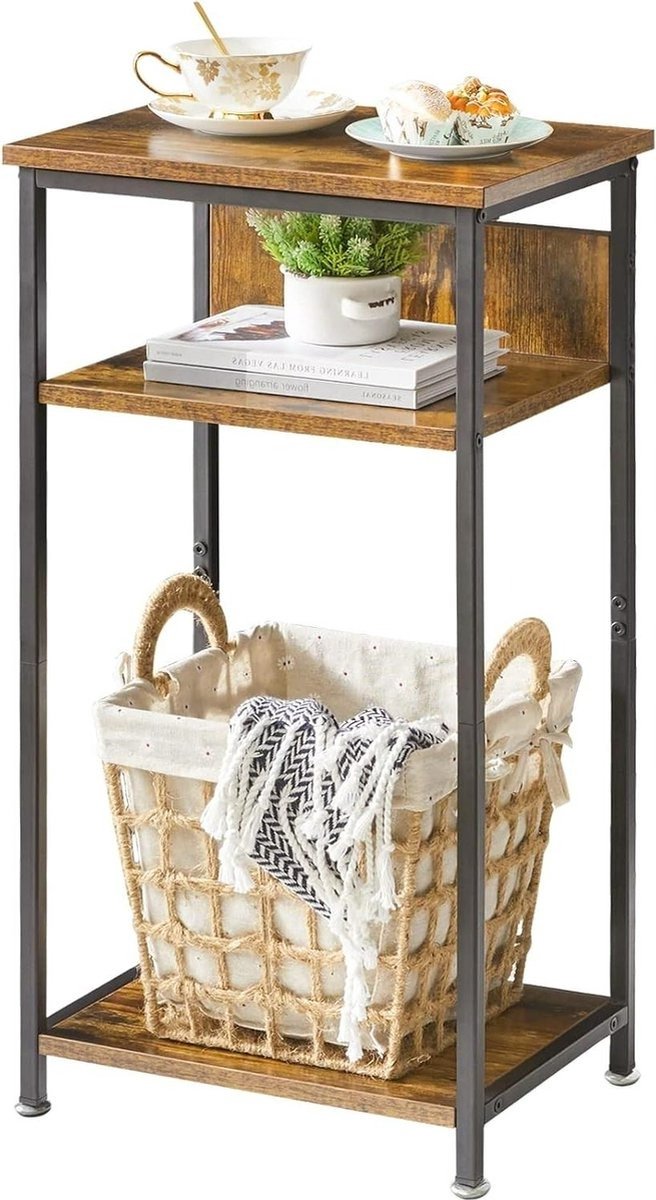 WNHB® Bijzettafel / Salontafel – 3 Niveaus – Industrieel Design – Woonkamer & Slaapkamer