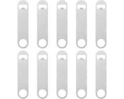10 stuks Duurzame Bar Blade Flesopeners van roestvrij staal voor thuis, pub en buiten | Ideaal cadeau voor mannen | DIY | Zilver, 177 x 4 cm | Handig in gebruik