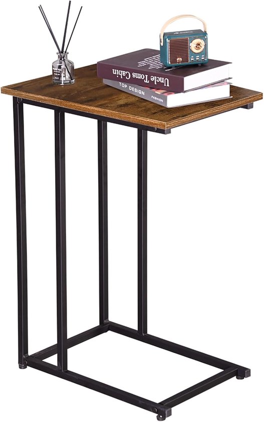 SoBuy FBT140-PF Bijzettafel C-vormige Bank Bijzettafel Koffietheetafel Vintage Woonkamermeubilair Metalen Frame 36 X 50 X 65 Cm Sobuy