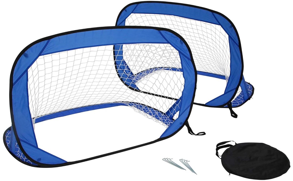 Voetbaldoelen set van 2 - mini pop-up voor tuin en strand - 120 x 80 cm